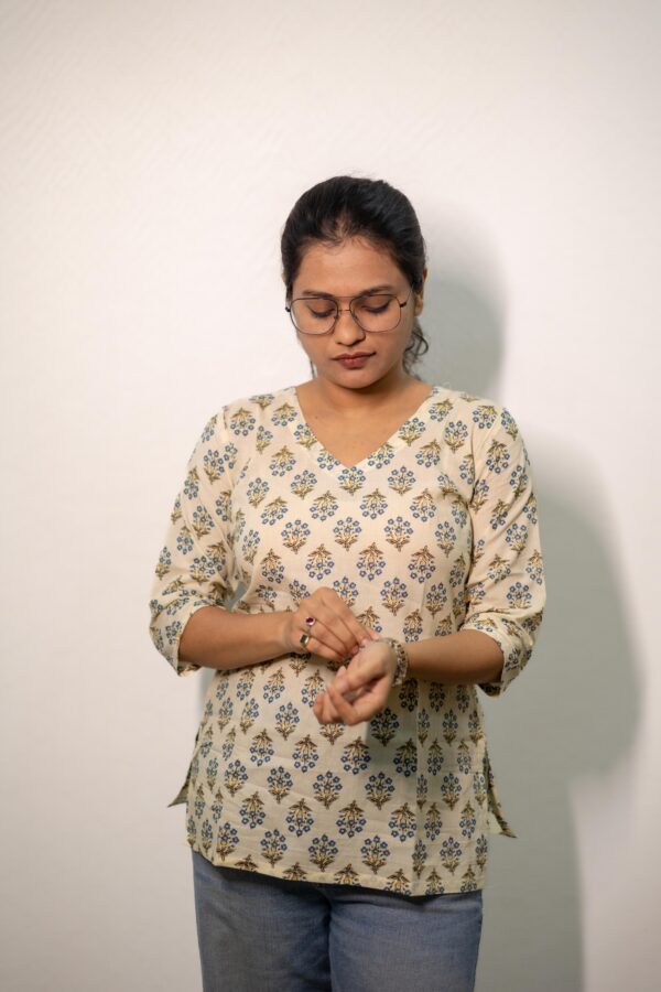 HOOR KURTI | White Floral Short Kurti