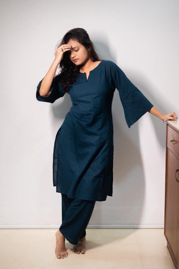 LEHER COORD | Turquoise Bell Sleeved Co-ord Set